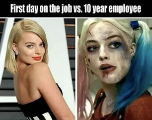 First day on the job vs. 10 year employee